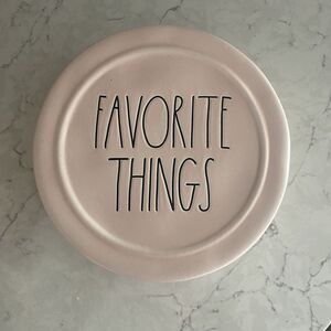 Rae Dunn Ceramic 6in Favorite Things Pink Round Jewelry Box